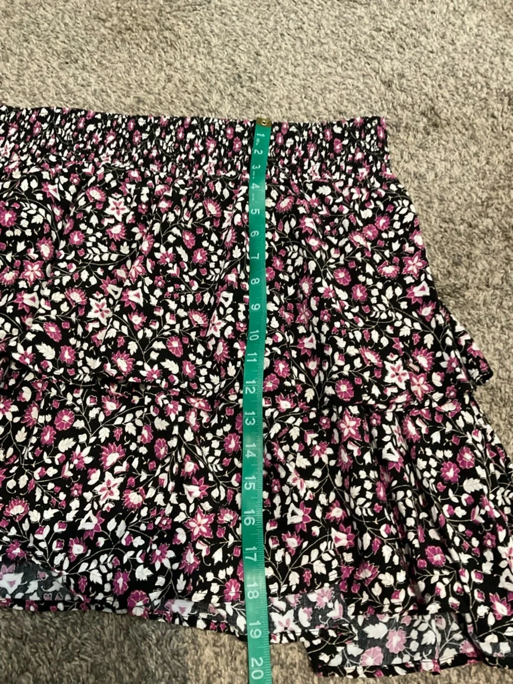 Lane Bryant Black Floral Smocked Waist Tiered Mini Skirt Size 18/20